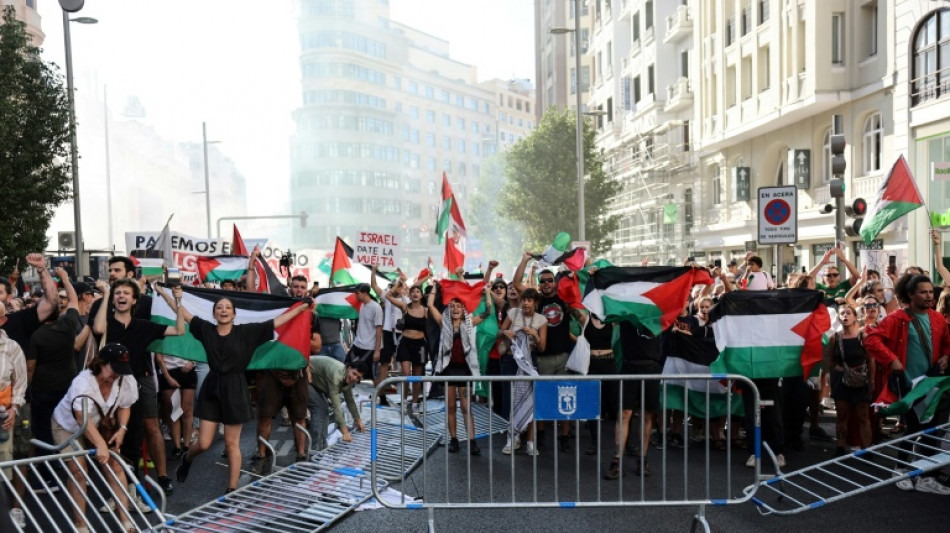 Al grito de "&iexcl;esta Vuelta, la gana Palestina!", los manifestantes impiden el fin de la prueba en Madrid