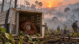 Conservation teams rescue orangutans from Indonesian wildfires