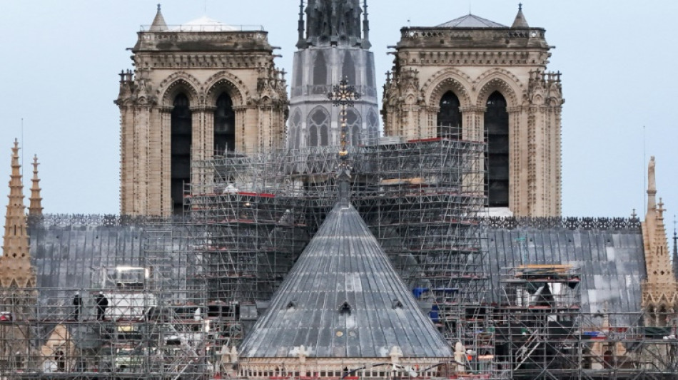 L'"&eacute;clat" retrouv&eacute; de Notre-Dame d&eacute;voil&eacute; lors d'une ultime visite de Macron
