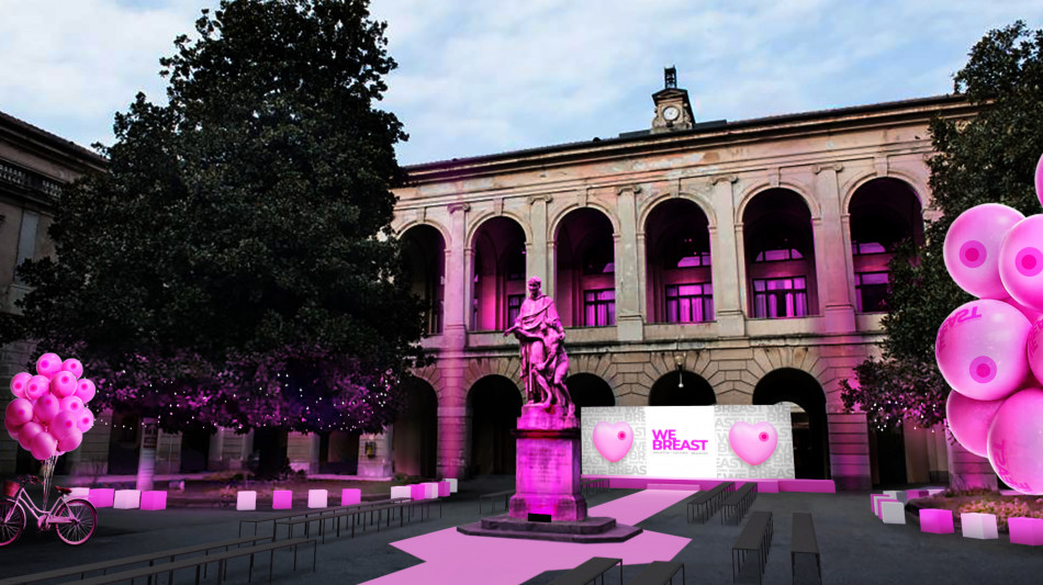 Operatori sanitari sfilano in Marras contro tumore al seno