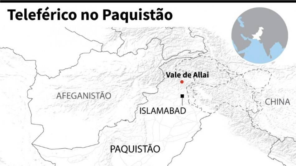 Todos os ocupantes s&atilde;o resgatados de telef&eacute;rico no Paquist&atilde;o